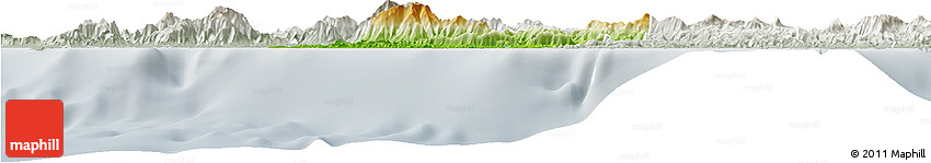 Physical Horizon Map of Bourail, lighten, semi-desaturated