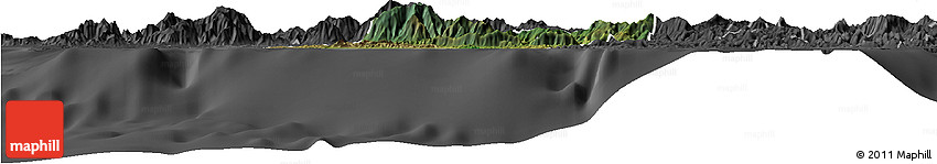 Satellite Horizon Map of Bourail, darken, desaturated