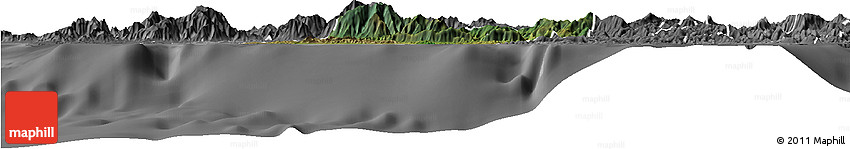 Satellite Horizon Map of Bourail, desaturated