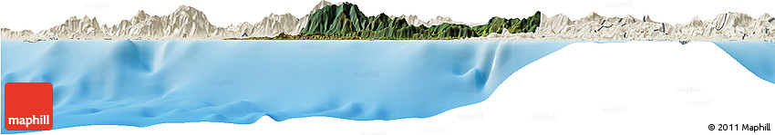 Satellite Horizon Map of Bourail, shaded relief outside