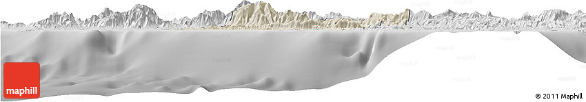Shaded Relief Horizon Map of Bourail, desaturated Shaded Relief Horizon Map of Bourail, desaturated