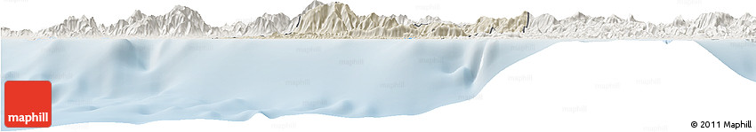 Shaded Relief Horizon Map of Bourail, lighten