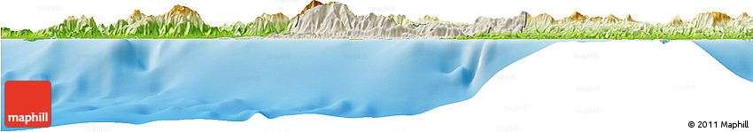 Shaded Relief Horizon Map of Bourail, physical outside