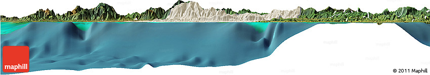 Shaded Relief Horizon Map of Bourail, satellite outside Shaded Relief Horizon Map of Bourail, satellite outside
