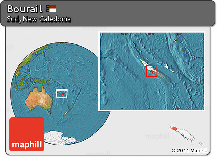 Satellite Location Map of Bourail, highlighted country, highlighted parent region