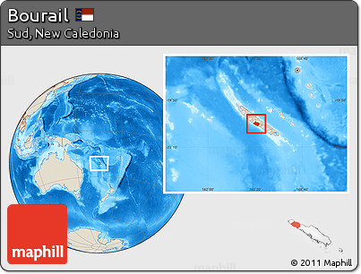 Shaded Relief Location Map of Bourail