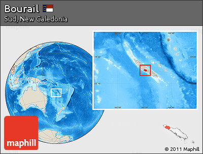 Shaded Relief Location Map of Bourail
