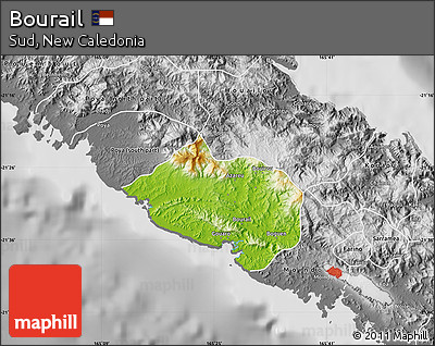 Physical Map of Bourail, desaturated