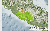 Physical Map of Bourail, semi-desaturated