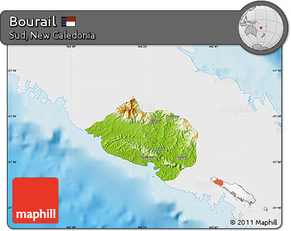 Physical Map of Bourail, single color outside
