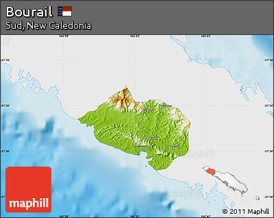 Physical Map of Bourail, single color outside