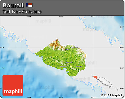 Physical Map of Bourail, single color outside