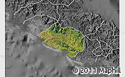 Satellite Map of Bourail, desaturated