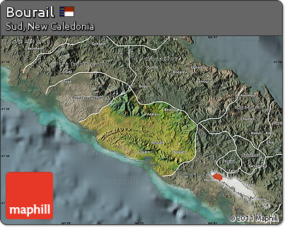 Satellite Map of Bourail, semi-desaturated