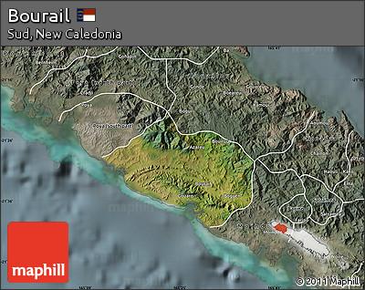 Satellite Map of Bourail, semi-desaturated
