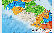 Shaded Relief Map of Bourail, political outside
