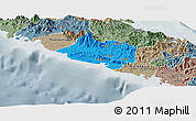 Political Panoramic Map of Bourail, semi-desaturated