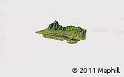 Satellite Panoramic Map of Bourail, cropped outside