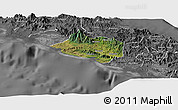 Satellite Panoramic Map of Bourail, desaturated
