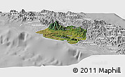 Satellite Panoramic Map of Bourail, lighten, desaturated