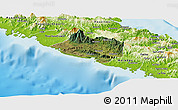 Satellite Panoramic Map of Bourail, physical outside