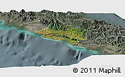 Satellite Panoramic Map of Bourail, semi-desaturated
