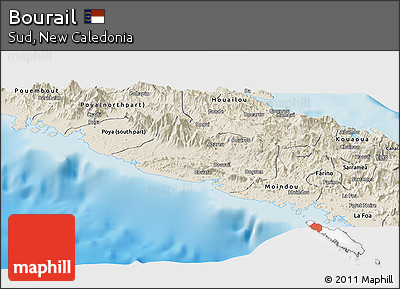 Shaded Relief Panoramic Map of Bourail