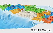 Shaded Relief Panoramic Map of Bourail, political outside