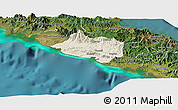 Shaded Relief Panoramic Map of Bourail, satellite outside