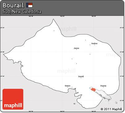 Silver Style Simple Map of Bourail, cropped outside