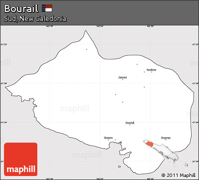 Silver Style Simple Map of Bourail, cropped outside