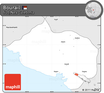 Silver Style Simple Map of Bourail