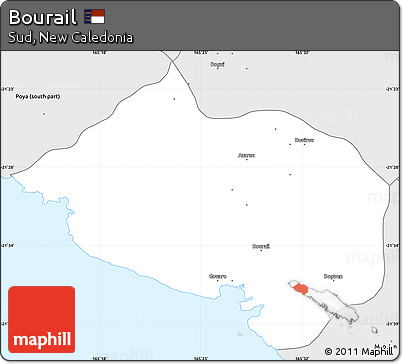 Silver Style Simple Map of Bourail