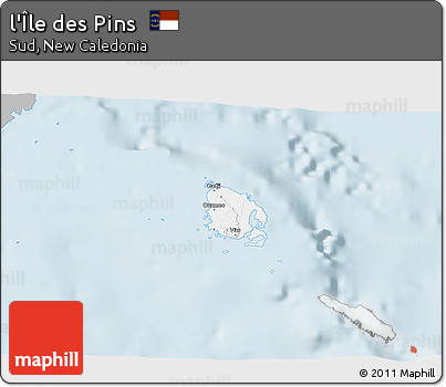 Gray 3D Map of L'Île Des Pins, single color outside