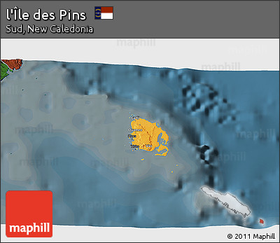 Political 3D Map of L'Île Des Pins, darken