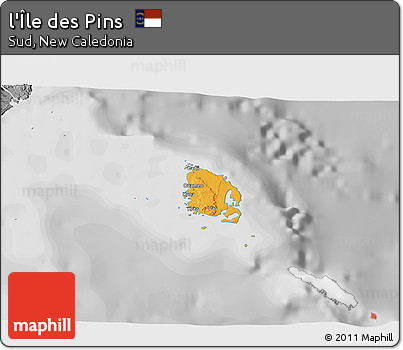 Political 3D Map of L'Île Des Pins, desaturated