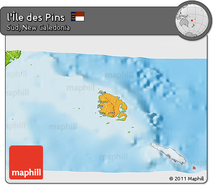 Political 3D Map of L'Île Des Pins, physical outside
