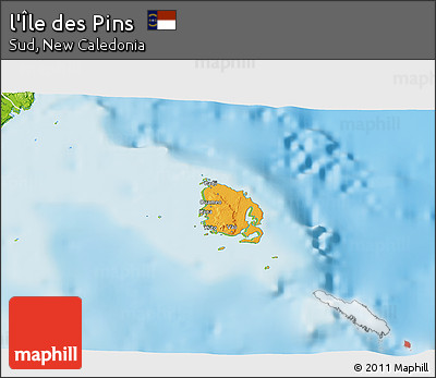 Political 3D Map of L'Île Des Pins, physical outside