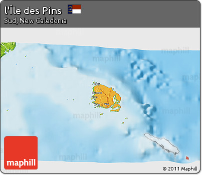Political 3D Map of L'Île Des Pins, physical outside