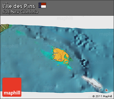 Political 3D Map of L'Île Des Pins, satellite outside