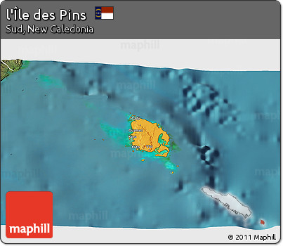 Political 3D Map of L'Île Des Pins, satellite outside