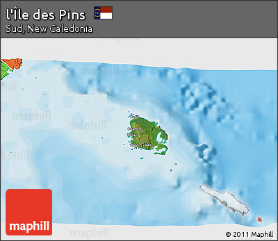 Satellite 3D Map of L'Île Des Pins, political outside