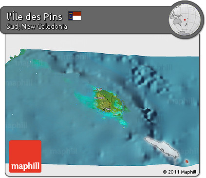Satellite 3D Map of L'Île Des Pins, single color outside