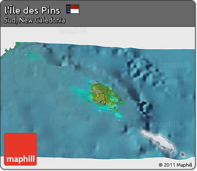 Satellite 3D Map of L'Île Des Pins, single color outside