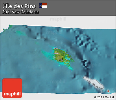 Satellite 3D Map of L'Île Des Pins, single color outside