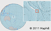 Gray Location Map of l'Île des Pins, highlighted country, hill shading