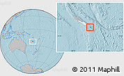 Gray Location Map of l'Île des Pins, highlighted parent region, hill shading
