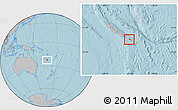 Gray Location Map of l'Île des Pins, hill shading