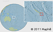 Savanna Style Location Map of l'Île des Pins, within the entire country, hill shading