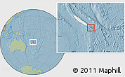 Savanna Style Location Map of l'Île des Pins, highlighted country, hill shading